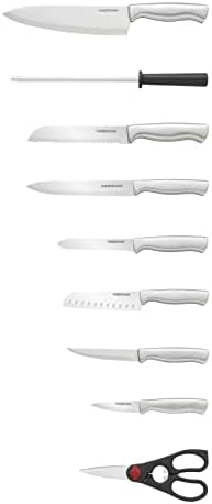 Farberware 15-Piece Stamped Stainless Steel Knife Set with Precision Cuts