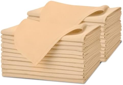 Elegant Durable Cloth Napkins - Beige 17x17-inch Napkins for Parties and Weddings