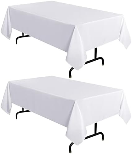 Sancua 2-Piece White Tablecloth 5ft x 8ft Stain Wrinkle Resistant