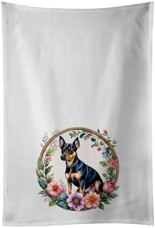 Carolines Treasures Miniature Pinscher and Flower Kitchen Towel Set of 2