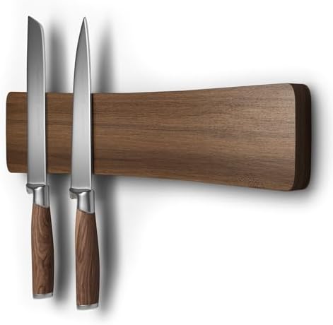 Acacia Wood Magnetic Knife Strip for Wall - No Drill Installation