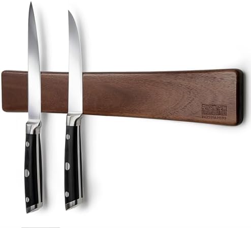 HOSHANHO Magnetic Knife Organizer - Acacia Wood 16x25x07 Replacement for Kitchen Knives