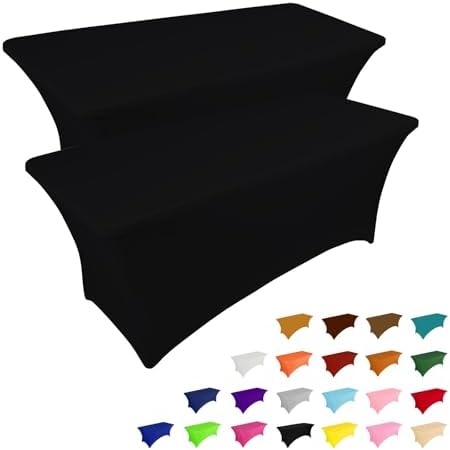 6FT Black Tablecloth 2-Pack IVAPUPU