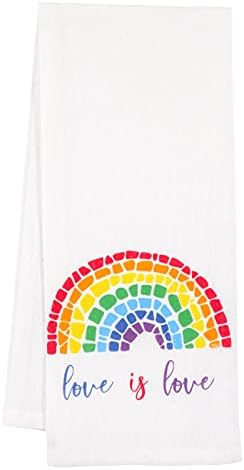 Pride Rainbow Love is Love Set of 4 Kitchen Dish Towels 18x28