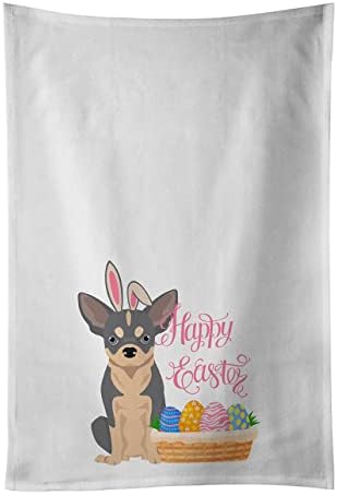 Carolines Treasures - WDK4980WTKT BlueWhite Chihuahua Easter Kitchen Towel Set of 2 19x25 White