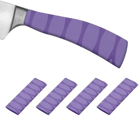 Patikil Cutting Knife Handle Heat Shrink Sleeve 4-Pack Purple Oval Pattern1299