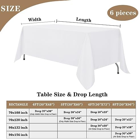 Fitable White Tablecloths 70x120