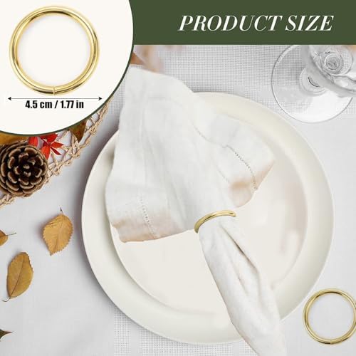 10-Piece Gold Stainless Steel Napkin Rings Modern Elegance for Dining Weddings