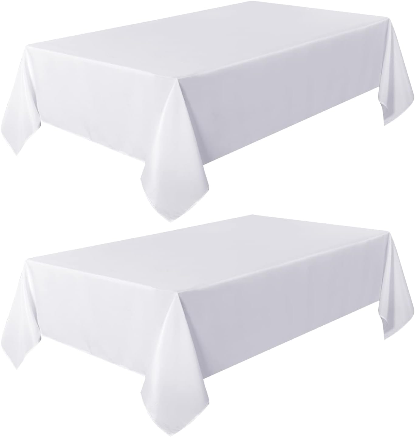 Sancua 2-Piece White Tablecloth 5ft x 8ft Stain Wrinkle Resistant