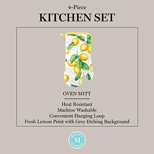 Martha Stewart 4-Pack Kitchen Set with Lots of Lemons Design