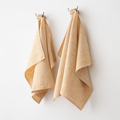Premium 18x26 Gold Linen Tea Towels Machine Washable Made in Europe