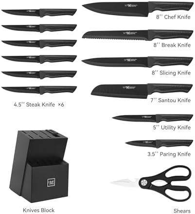 Hundop 15-Piece Kitchen Knife Set Durable Rugged Kitchen Knives