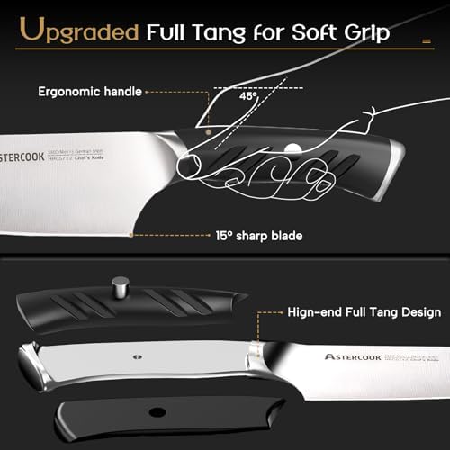 15-Piece German Kitchen Knife Set with Full Tang Handles