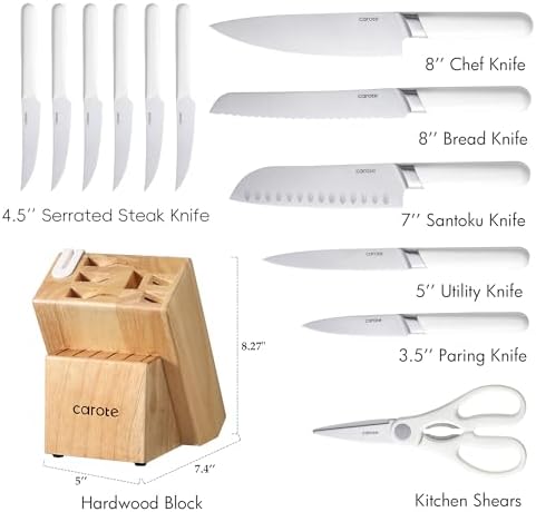 14-Piece Kitchen Knife Set Razor-Sharp stainless steel block with sharpener