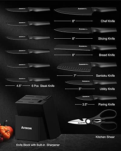 Astercook Knives with Sharpener Set