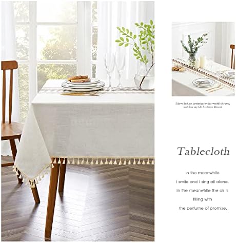 QIANQUHUI Embroidered Tablecloth for Dining Water resistant 55x70 inches