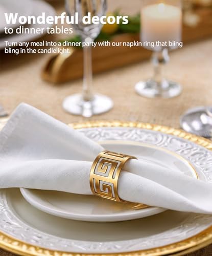 Elevate Your Dining Experience with URWOOW Napkin Rings - Set of 12 Gold