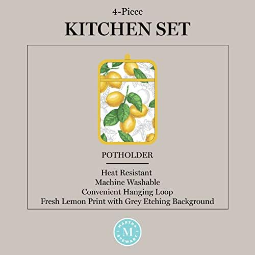 Martha Stewart 4-Pack Kitchen Set with Lots of Lemons Design