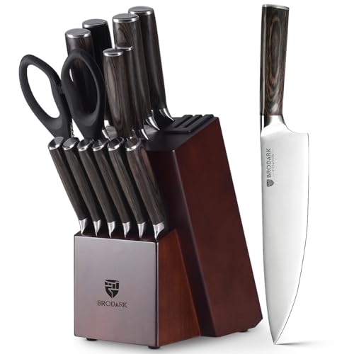 15-Piece knives set with German steel and ergonomic handles