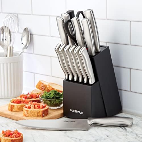 Farberware 15-Piece Stamped Stainless Steel Knife Set with Precision Cuts