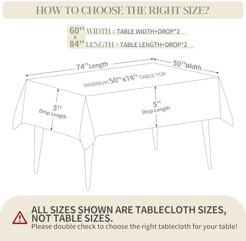 Sturdy 60x84 inch Tablecloth