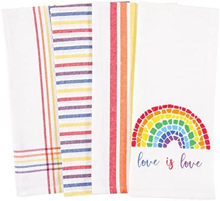 Pride Rainbow Love is Love Set of 4 Kitchen Dish Towels 18x28