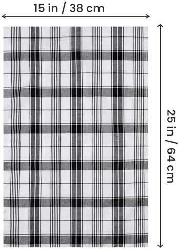 Utopia Premium Black White Dish Towels - 6 x 15x25 inches Set