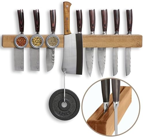 NOVAWARE Magnetic Knife Holder for Kitchen Storage with Double Capacity