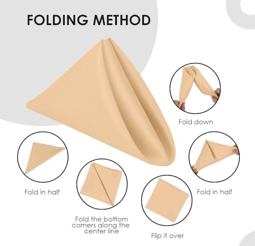 Elegant Durable Cloth Napkins - Beige 17x17-inch Napkins for Parties and Weddings
