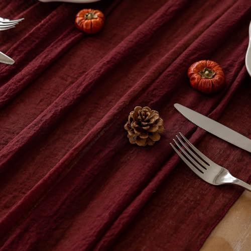 Stunning 120-inch Red Cheesecloth Runner - Keketoarrange for Parties Frequently