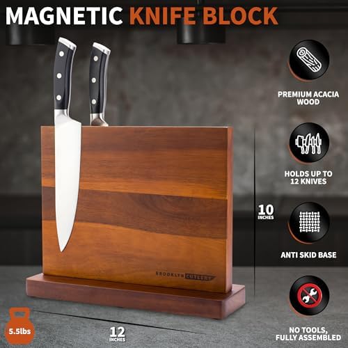 Magnetic knife holder ACACIA WOOD 12 KNIVES GIFT READY