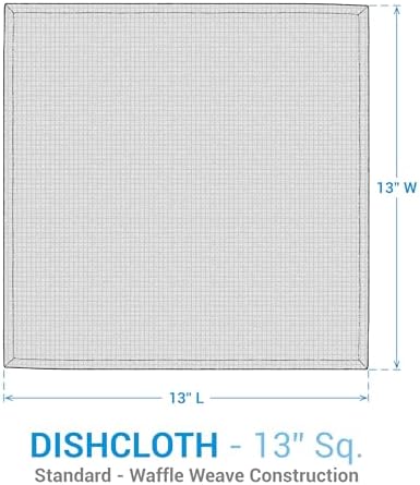 Glenwood Dishcloth Set 8-Piece Medium Waffle Weave Dish Cloths