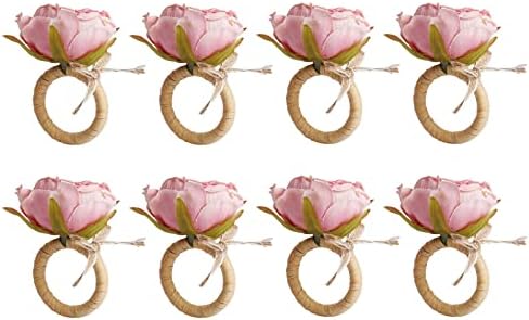 Vibrant Handmade Napkin Rings Pink Peonies for Weddings Parties More