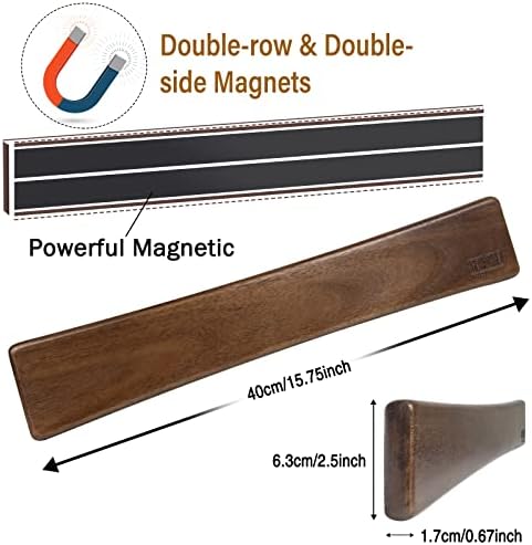 HOSHANHO Magnetic Knife Organizer - Acacia Wood 16x25x07 Replacement for Kitchen Knives