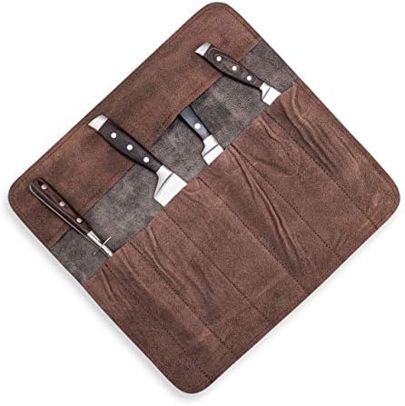 Premium Leather Knife Roll Bag with 7 Slots
