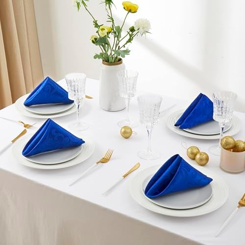 16-Piece Royal Blue Satin Napkins for Dining