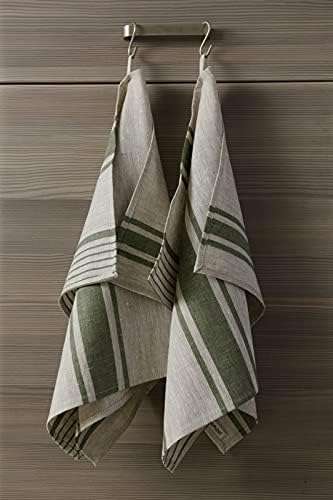 Hand-crafted linen tea towel Irish green style