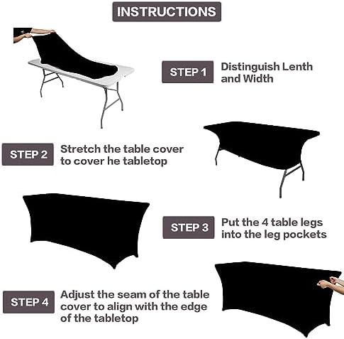 6FT Black Tablecloth 2-Pack IVAPUPU