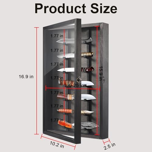 Triceratops - Lockable Knife Display Case for Storage Presentation Black
