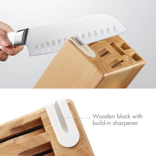 14-Piece Kitchen Knife Set Razor-Sharp stainless steel block with sharpener