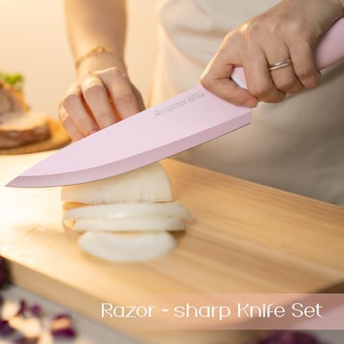 German High Carbon Stainless Steel Kitchen Knife Set with Block and Sharpener