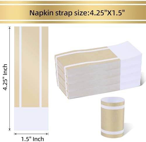 Germiwipe Matte Gold Silverware Napkin Rings 200 PCS