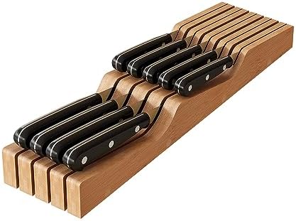Space-Saving Bamboo Knife Block