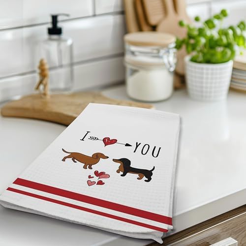 DETIHO Dachshund Kitchen Towels for Women - Set of 4 - Cute and Functional