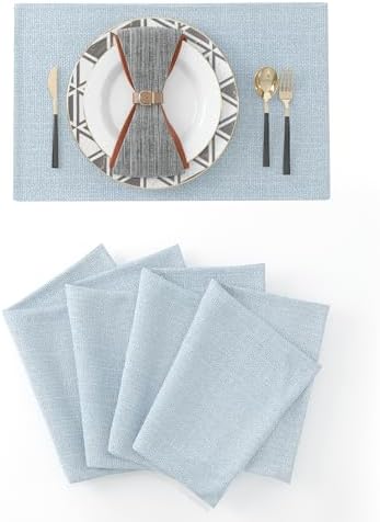 Elegant Heat-Resistant Placemats Set of 4 Soft Faux Linen