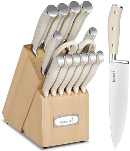 Kuisine Chef Knife Set with Built-in Sharpener 15PCS