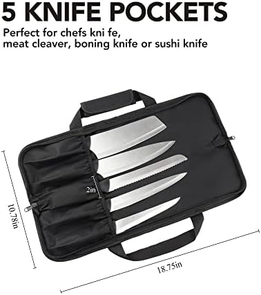 Wessleco Chef Knife Bag 5 Slots Red