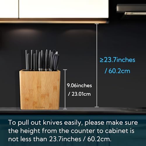 KITCHENDAO XL Bamboo Universal Knife Block Holder for All Knives