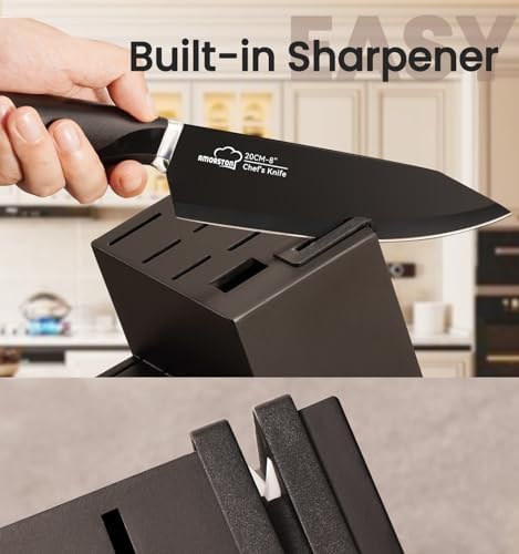 Amorston 15-Piece Knife Set with Built-in Sharpener