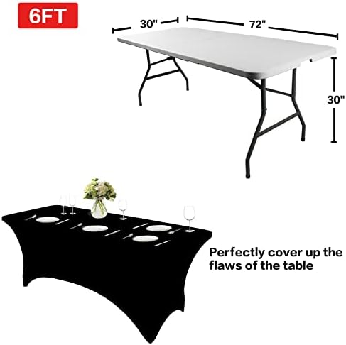 6FT Black Tablecloth 2-Pack IVAPUPU